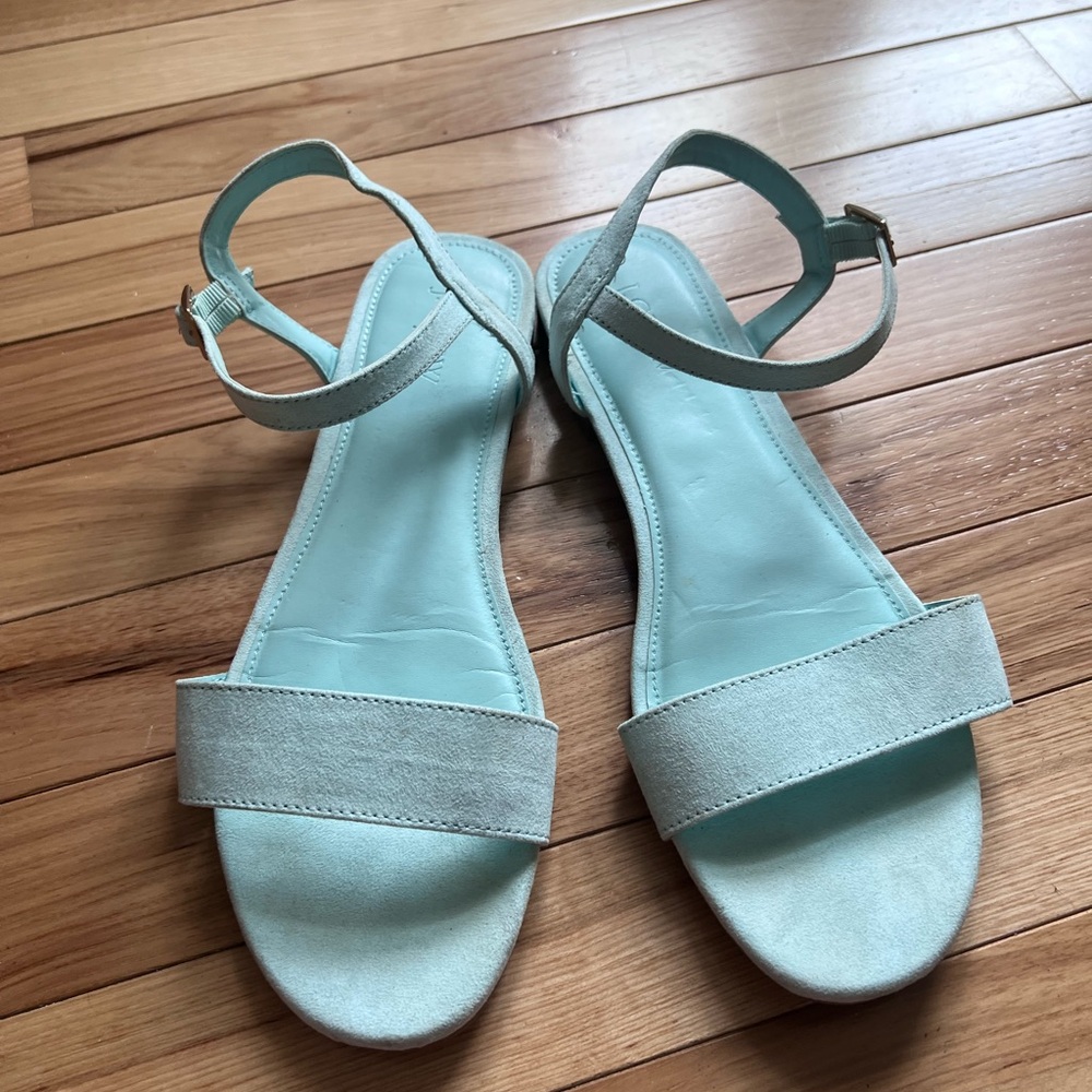 J Crew Suede Aqua Sandals